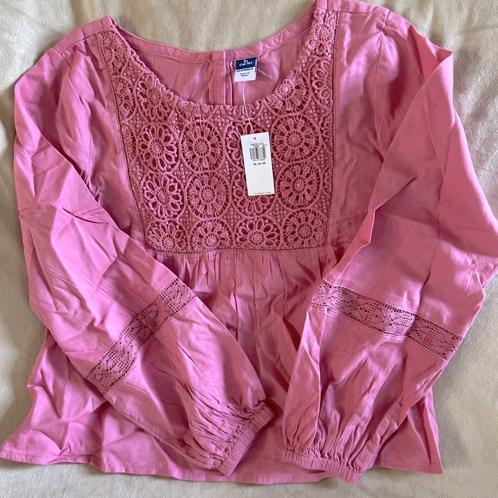 NWT Old Navy girls pink long sleeve top - XL (14/16)